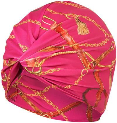 VHV - Badmuts - Zwemcap dames - Douchemuts - Zwemturban dames - Badmuts lang haar - Plissé zwemcap - Voor zwembad spa strand - Voor dames meisjes - Rosérood bloemenpatroon