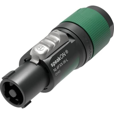 4 pole speakON cable connector, screw terminal assembly, chuck type strain relief for cable diameters 10 to 16 mm