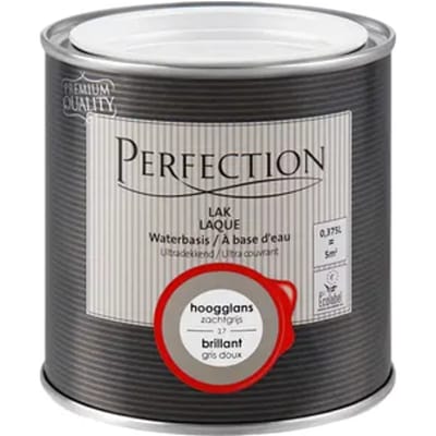 Perfection Houtlak Ultradekkend - Hoogglans - Zachtgrijs - 375ml