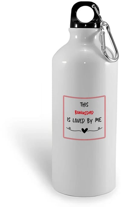 Hacebo® - this bonusdad is loved by me waterfles - Papa - iemand die houdt van zijn bonusvader - vader cadeautjes - vaderdag - verjaardag - geschenk - kado - water fles - 400ML