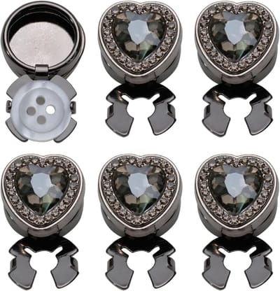 Elegante Kristallen Hartvormige Cufflinks voor Dames - 6 Stuks Button Covers voor Trouwjurk, Kostuum en Overhemden Accessoires