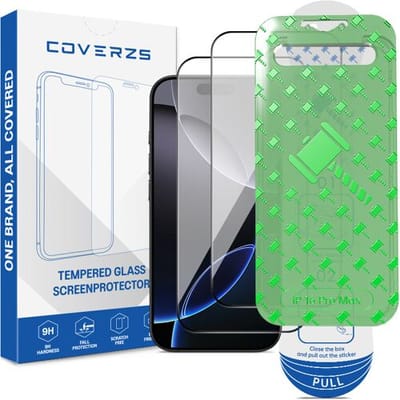 Coverzs glazen screenprotector geschikt voor Apple iPhone 16 Pro Max screenprotector - Geleverd met montage frame - 2-pack verpakking - screen protector gemaakt van gehard glas