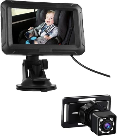 Babycamera Met Monitor - Kinderbewaking Auto - Veilig Reizen - Verbeterd Nachtzicht - 4.3 Inch Scherm - Zwart