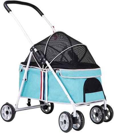 Huisdieren Kinderwagen - Dierenbuggy - Comfortabel Vervoer - Opvouwbaar Design - Tot 16 kg - Blauw