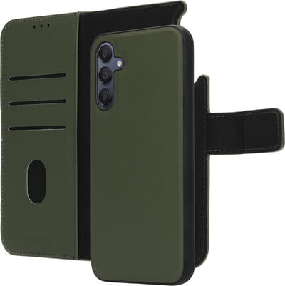 Mobiparts hoesje geschikt voor Samsung Galaxy A15 - Wallet 2-in-1 Boekhoesje - MagSafe - Echt Leder - Uitneembare Case - Sterke Magneet Sluiting - Contactloos betalen - Groen