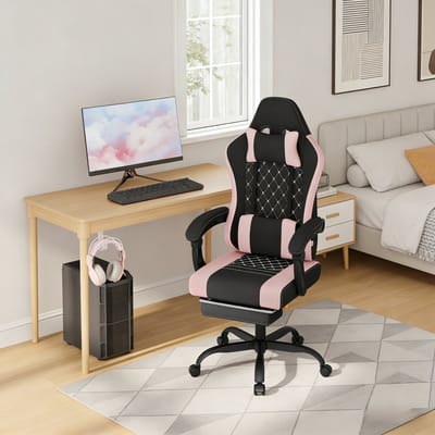 MODENUIT Gamingstoel met Massage Lendenkussen - Verstelbare Rugleuning 90 tot 145 - Voor Bureau - Mesh - Zwart