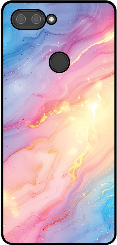 Smartphonica Telefoonhoesje Geschikt voor Xiaomi Mi 8 Lite met Regenboog Glitter Marmer Opdruk - TPU Backcover Case Rainbow Glitter Marble Design geschikt voor Xiaomi Mi 8 Lite