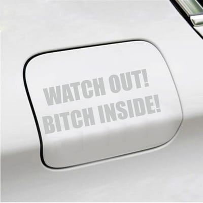 Bumpersticker - Watch Out Bitch Inside - 5,7 X 14,8 - Licht Grijs