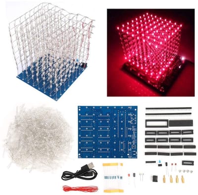 Allecto - 3D LED Cube Light - DIY Soldering Project - Moderne Decoratie - Rode Cube - Interieurverlichting - Creatief Knutselen - Uniek Geschenk
