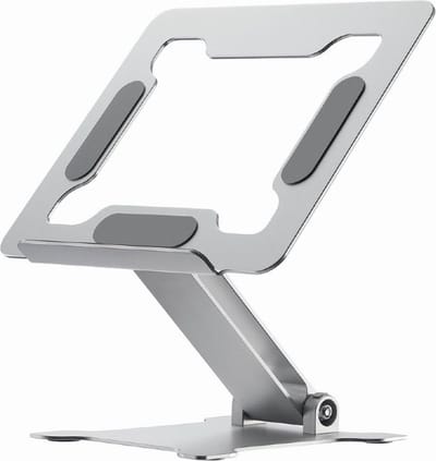 Ergonomische opvouwbare aluminium laptopstandaard - Traploze hoogteverstelling - Compact en lichtgewicht - Zilver
