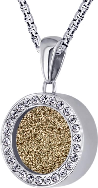 Quiges 12mm Mini Munt Hanger Zilverkleurig RVS Glans met Glitter Munt en met Anker Ketting 42-46cm