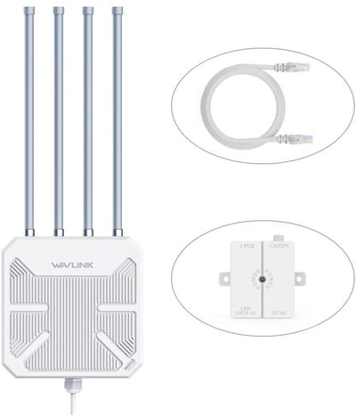 Wavlink AX3000 WN573HX3 Outdoor WiFi 6 Access Point – Weerbestendige Dual‑Band Mesh Extender – Gigabit Snelheden, Lange Afstand Bereik, PoE‑Ondersteuning – Ideaal voor Tuin, Camping & Bedrijfsterrein