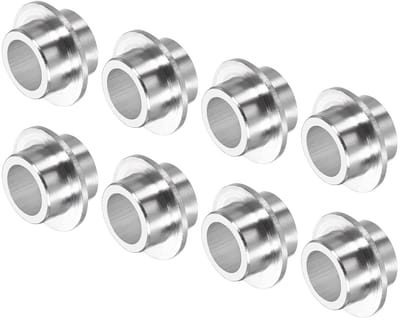 Inline as bushings en spacers - 8-pack aluminium lagers voor skatewielen, zilver, geschikt voor rollers en skateboarden