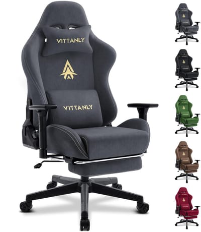 Homaxy Gaming stoel - Bureaustoel - Gamestoel - luxe imitatie suède Gamestoel - Gamestoel met Voetsteun - hoofdsteun en lendenkussen-3D armleuningen - Grijs
