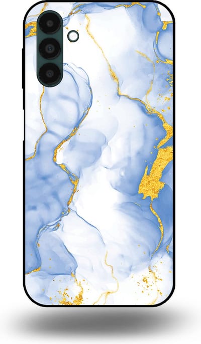 Smartphonica Telefoonhoesje Geschikt voor Samsung Galaxy A04s met Lichtblauw Goud Marmer Opdruk - TPU Backcover Case Lightblue Gold Marble Design geschikt voor Samsung Galaxy A04s
