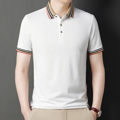 Korte Mouw T-shirt Heren T-shirt Zomer Nieuw Zakelijk Dun Halve Mouw Top Poloshirt Heren T-shirt XL white