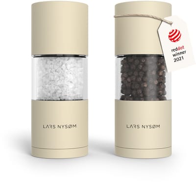 LARS NYSØM Sjæl Zout- en Pepermolen Set - Verstelbare maalgraad - Roestvrijstaal (Almond Beige)