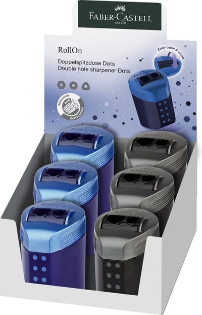 Faber-Castell puntenslijper - RollOn sparkle duo - display 6 stuks assorti kleur - FC-183910