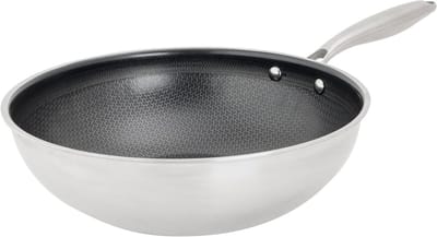 Wok Pan - Roerbakpan - Gezond Koken - PFAS-vrije Coating - 28 cm Diameter - Zilver