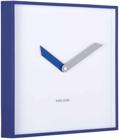 Karlsson Wandklok Cool Retro Cuadrado - Kobaltblauw - 4.1x28.3x28.3cm - Wandklok Modern