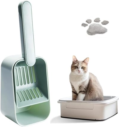 Cat Litter Tray Shovel - Cat Litter Shovel - Kat Scoop voor het Schoonmaken van Kattenbakvulling - Clog Litter - 9 x 12 x 32cm (Groen)