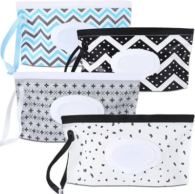 4-pack draagbare babydoekdispenser - Navulbare doekjeshouder voor onderweg - Herbruikbare travel wiper