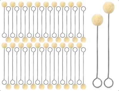 Dailygoods- Wollen Stippen Set van 40 - Applicator Pad - Wolpenseel - Metalen Handvat - Geschikt voor Kleuren en Lijmen - 12,5 cm en 15 cm