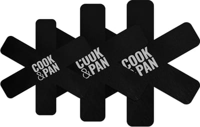 Cook & Pan Pannenbeschermer 3-Pack Zwart Ø 32 cm - Polyester Vilt - Pannen Onderzetter set van 3 - Geschikt als Ovenwant - Pannen Beschermers - Wasbaar tot 30°C - Bescherm matten - Tussenleggers - Beschermset Hittebestendig