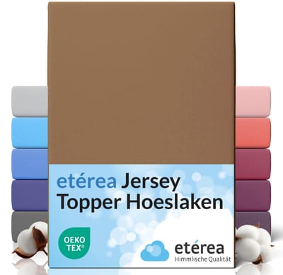 etérea Topper Jersey Hoeslaken 200x220 - 220x200 cm Oekotex Made in Green - 100% katoen - Mokka