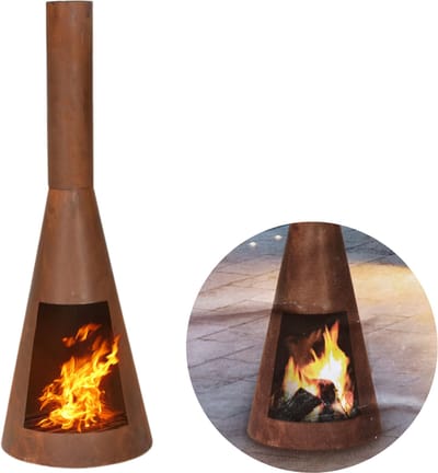 Terrashaard - Houtkachel - Tuinhaard - Terrasverwarming - Vuurkorf - Roestbruin - 100cm Hoog - 35cm Breed - Inclusief EBOOK