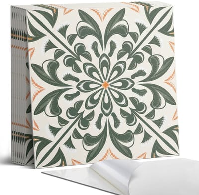 Coloray Plaktegels - Bloemenpatroon met bladeren Portugese Tegels - 30 cm x 30 cm - Groente Plaktegels - 9 stuks - Vierkant PVC Tegels - Plaktegels Keuken - Zelfklevende Vloertegels - Vinyltegels Vloer Zelfklevend - Zelfklevende Tegels