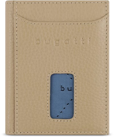 Bugatti Secure Slim Portemonnee RFID-bescherming Leer 8 cm - Jongens - Staand formaat - beige