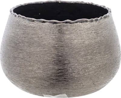 Cosy @ Home Waxinelichthouder - zilver/zwart - aluminium - 10 cm - Waxinelichtjeshouder van metaal
