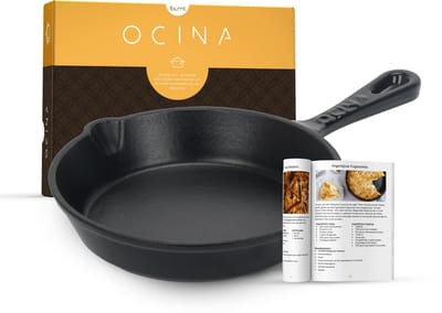 Ocina Gietijzeren pan voor BBQ en Inductie – 16 cm – Skillet – Koekenpan – Hapjespan - Pannen - Emaille - Zwart