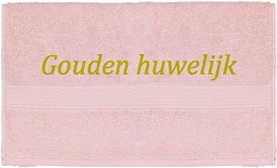 Handdoek - Goudenhuwelijk - 100x50cm - Roze