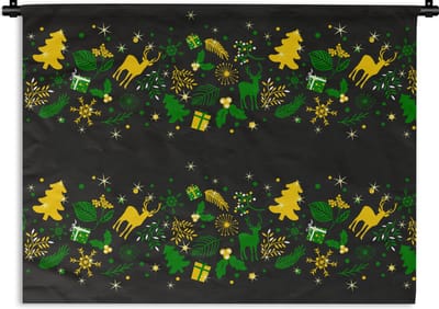 Wandkleed - Wanddoek - Kerst - Patroon - Hert - 120x90 cm - Wandtapijt