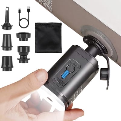 Elektrische luchtpomp 2400 mAh - Mini airpomp - Met LED campinglamp - Ideaal voor luchtbedden - ShopVlot