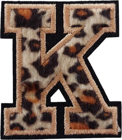 Strijk Embleem Alfabet Patch - Letter K - Panterprint - 6cm hoog - Letters Stof Applicatie - Geborduurd - Strijkletters - Patches - Iron On