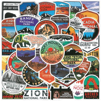 10 30 50 Stuks Amerikaanse Parken Stickers Voor Koffer Skateboard Laptop Bagage Telefoon Auto Styling Diy Sticker Pegatinas blue