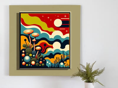 Pop art mos schilderij | Vibrant Mossy Marvel: A Contemporary Pop Art Masterpiece | Kunst - 80x80 centimeter op Forex | Foto op Forex