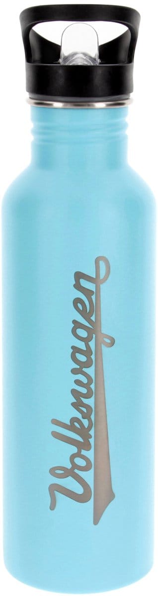 BRISA VW Collection - Originele Volkswagen roestvrijstalen drinkfles (Volkswagen-letters & vintage logo/turquoise/750ml)