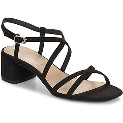 Tamaris Sandalen met hak zwart Textiel - Dames - Maat 37