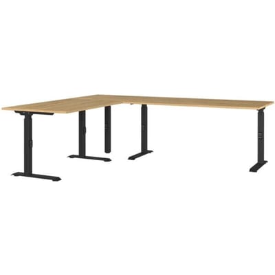 Agenda Home hoekbureau, mechanisch in hoogte verstelbaar, B 2400 x D 2000 x H 680-910 mm, Grandson eiken/zwart