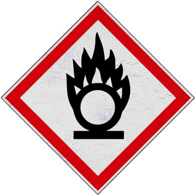 GHS03 oxiderende stoffen bord | Forex Re materiaal | 10 x 10 cm