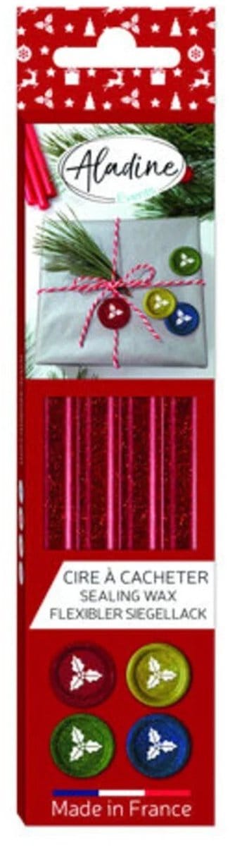 Aladine was sticks glitter rood - creatieve knutsel wax voor kinderen.