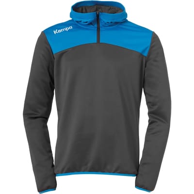 Kempa Emotion 2.0 Hoody met 1-4 Rits Kind Antraciet-Kempa Blauw Maat 116