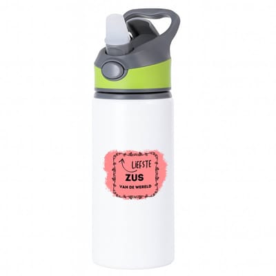 Hacebo® - liefste zus van de wereld waterfles met rietje groen - Zus - de liefste zus - verjaardag - cadeautje voor zus - kado - geschenk - water fles - 650ML