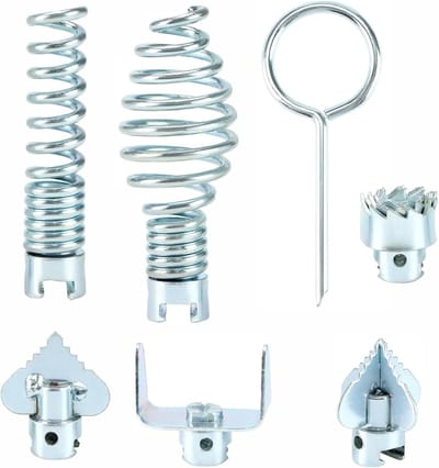 Afvoerreiniger Set - Riool Ontstopper - Verstopping Verhelpen - 7-delig Combinatie Cutter - 16 mm - Zilver