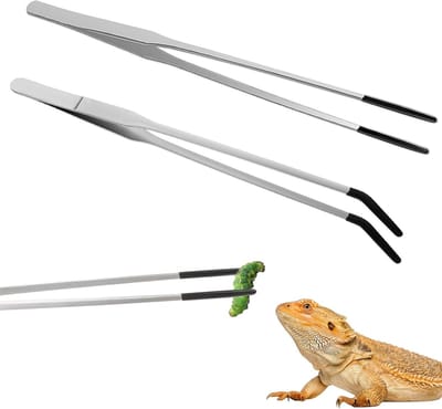 2 Stuks RVS Aquarium Pincet Set, Lange Rechte en Gebogen Tip, Ideaal voor Planten en Reptielen, 26 cm Extra Lange Voedingspincet voor Aquascaping en Onderhoud