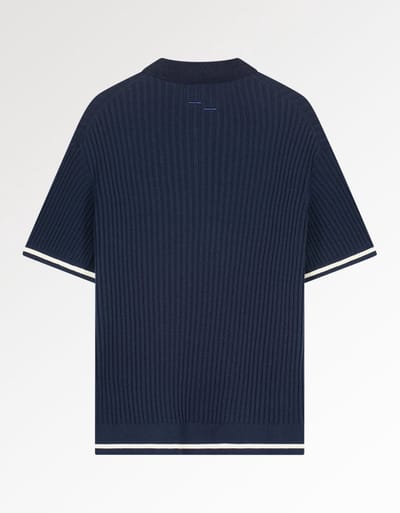 Filling Pieces - Shirt Donkerblauw Filling Pieces 422670500246 Polos Donkerblauw Knit Polo Boucle